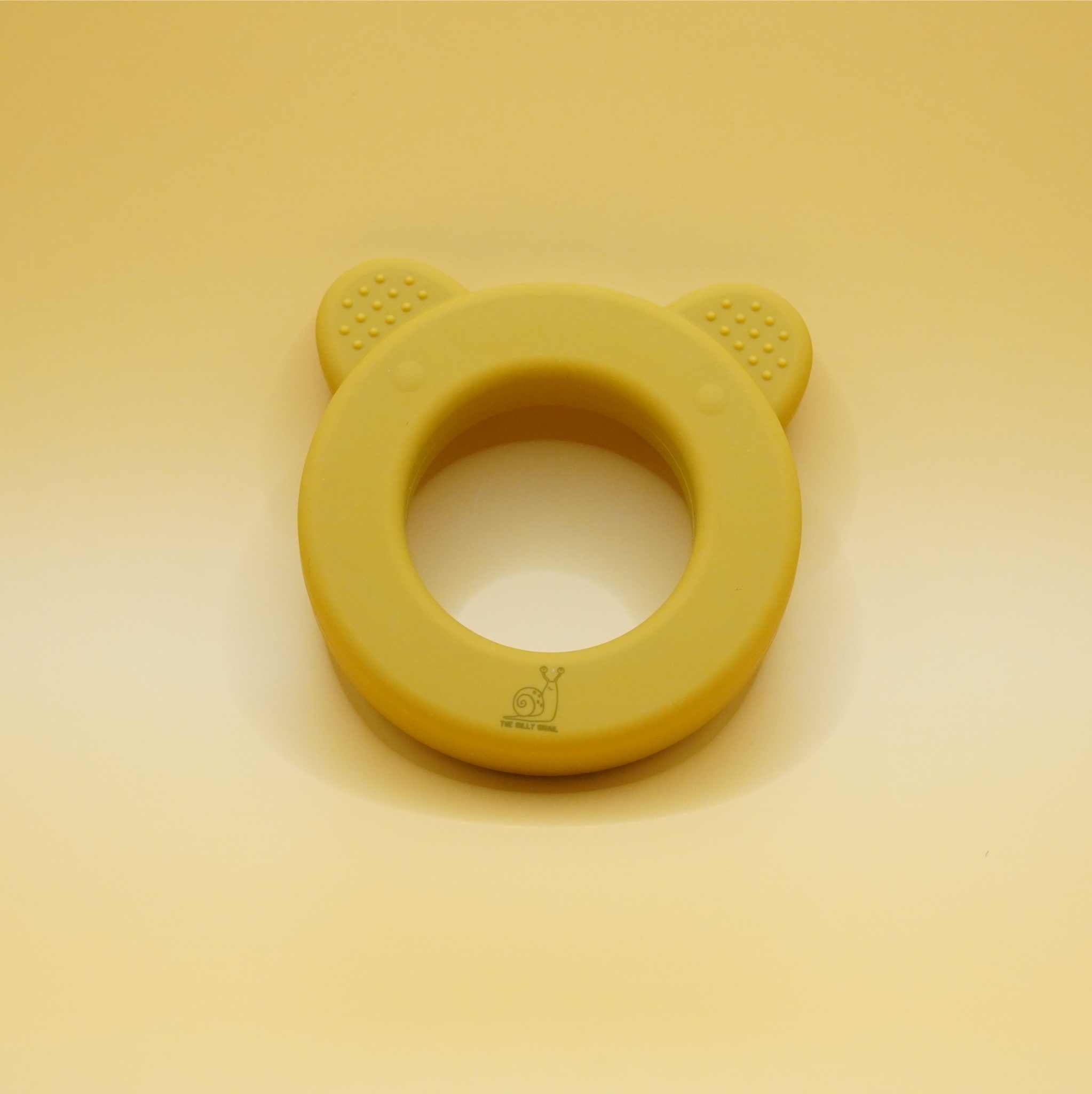 Boisterous bear shaped teething ring that rattles for babies