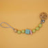 pacifier clip with colorful bamboo and silicone teethers