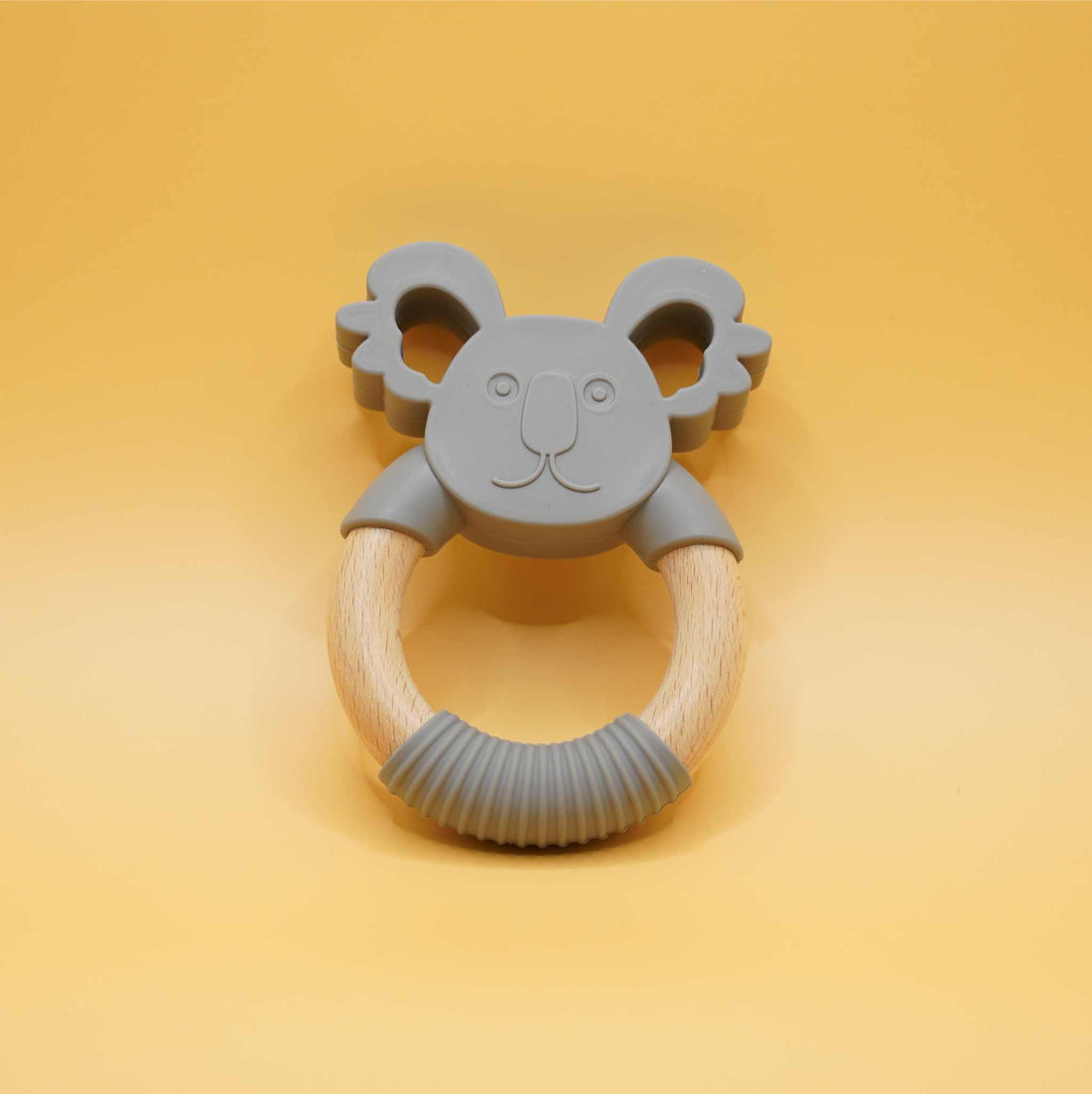 koala cuddle bamboo and silicone teether ring for babies