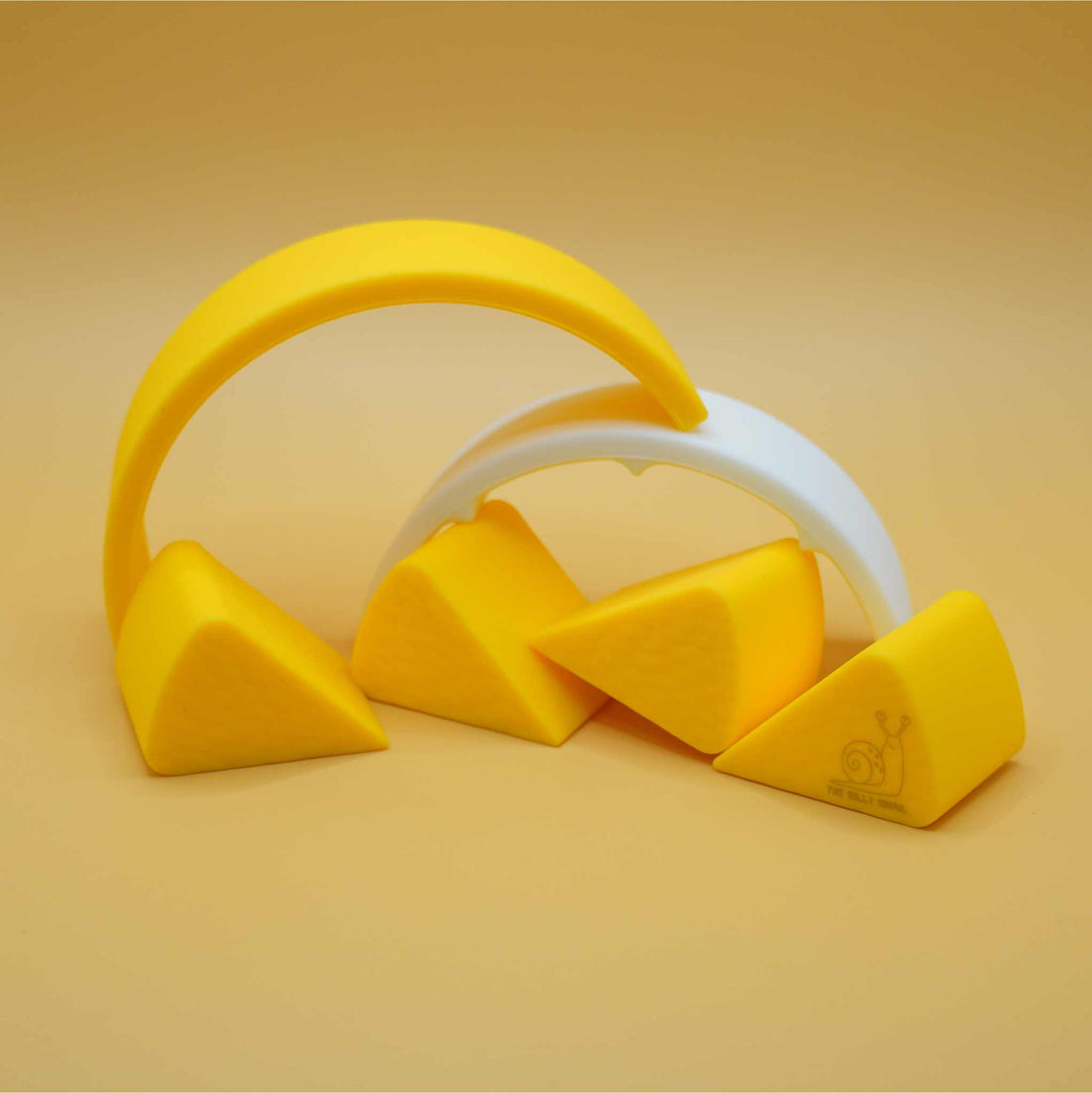 luminous lemon silicone stacking toy pieces apart