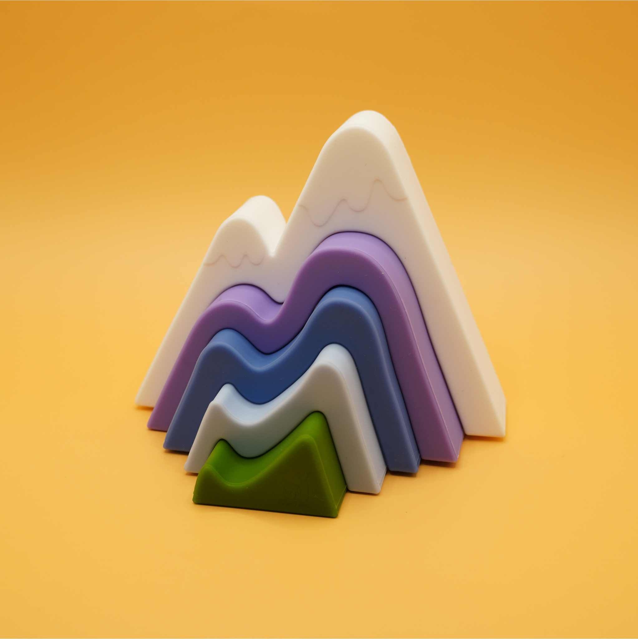 winter colors mountain shaped silicone stacking toy spread apart