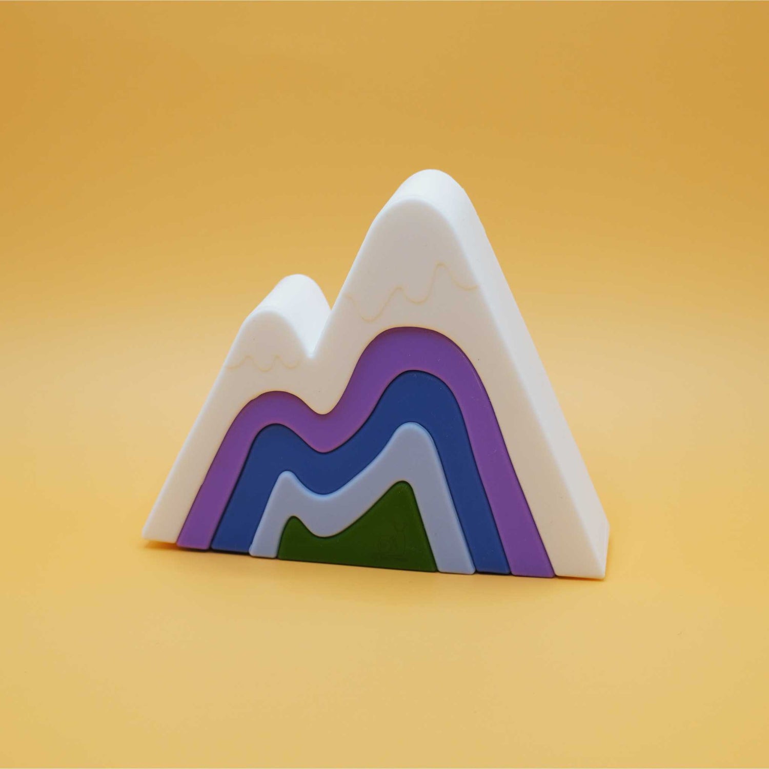 winter colored mountain shaped silicone stacking toy