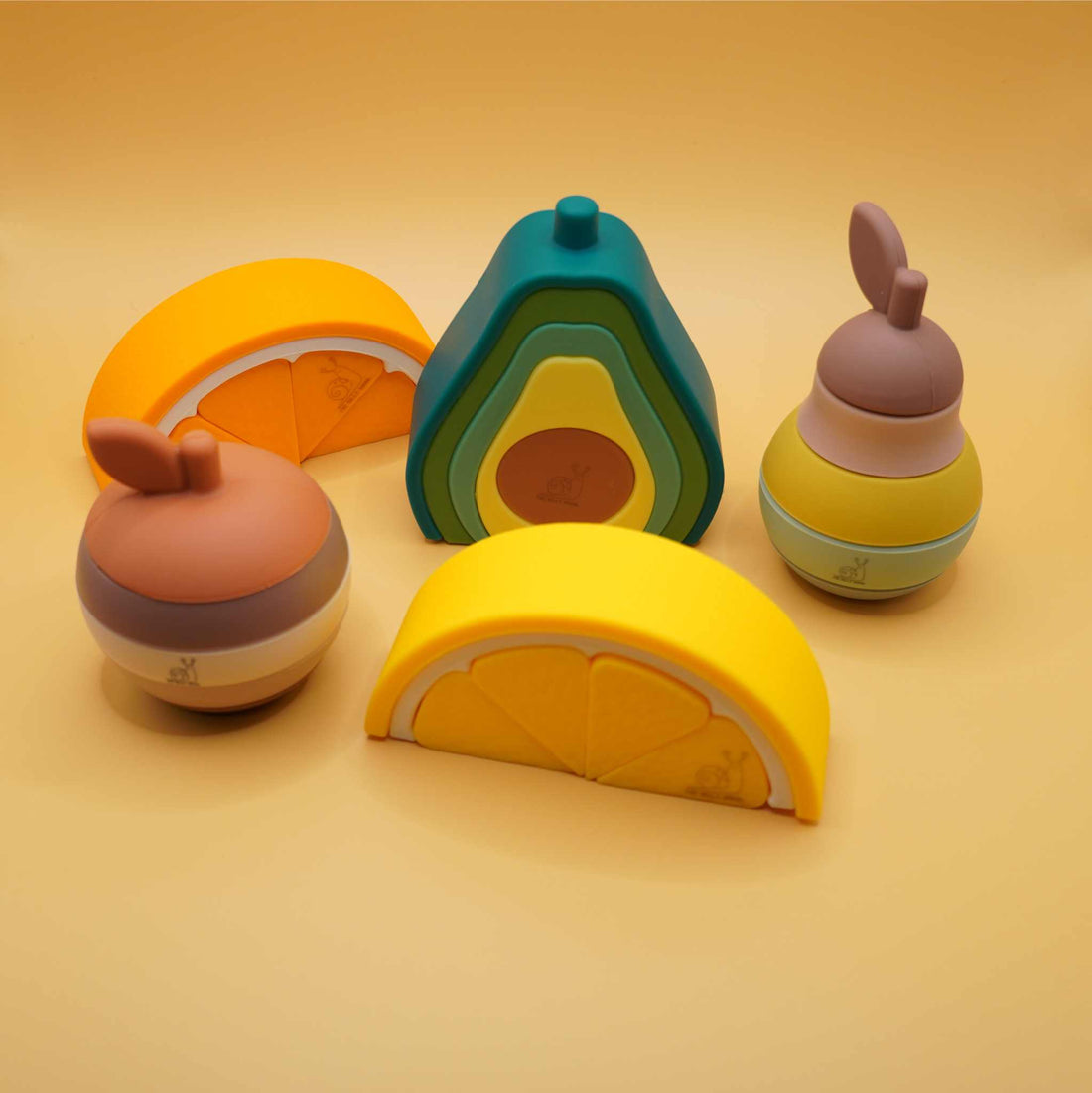 silicone stacking toy set of fruits