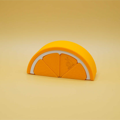 orange shaped silicone stacking toy